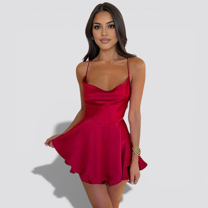 Backless Satin Evening Dress for Women – Elegant Halter Style for Weddings and Formal Events