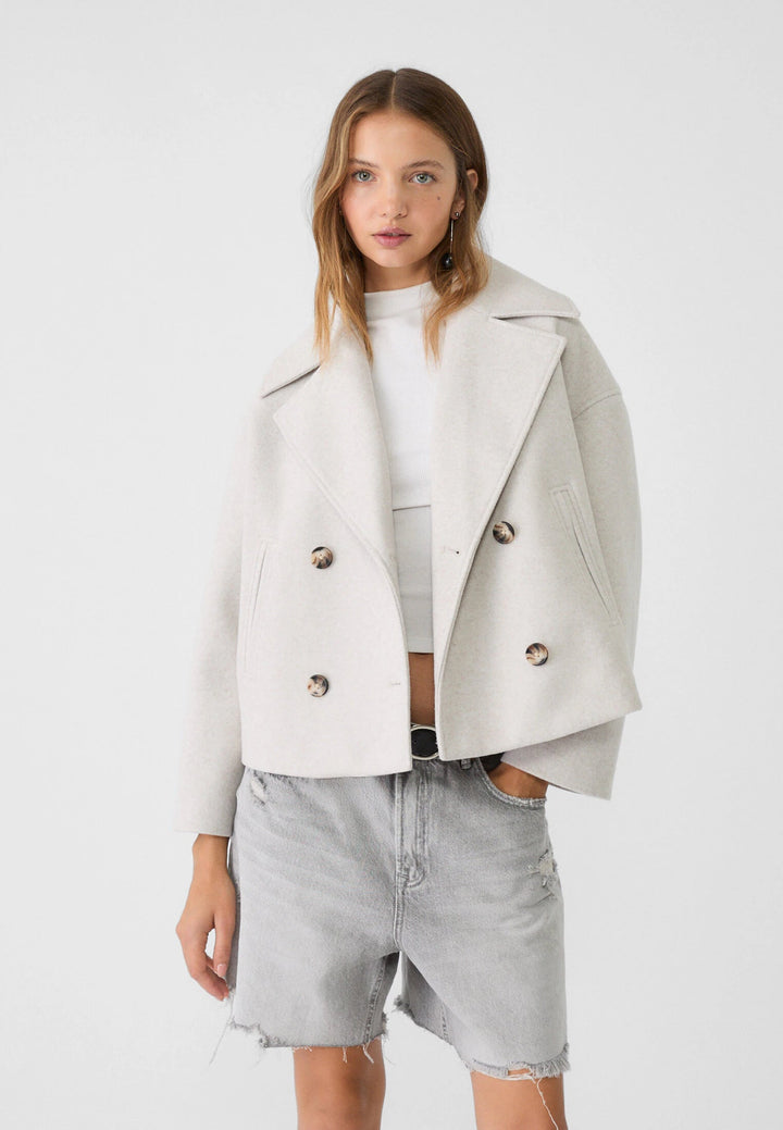 Double-Breasted Cropped Blazer for Women – Straight Fit Lightweight Jacket