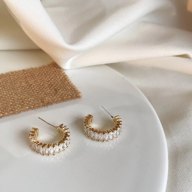 Aria Gold-Plated Crystal Hoop Earrings for Elegant Everyday Wear