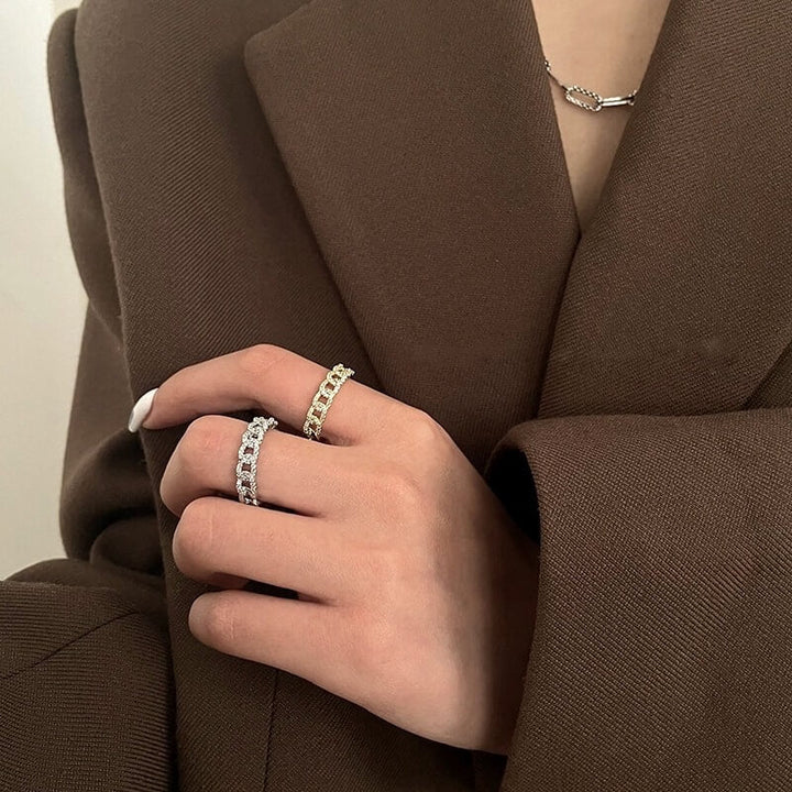 Liora Chain Ring – Adjustable 14K Gold & Sterling Silver