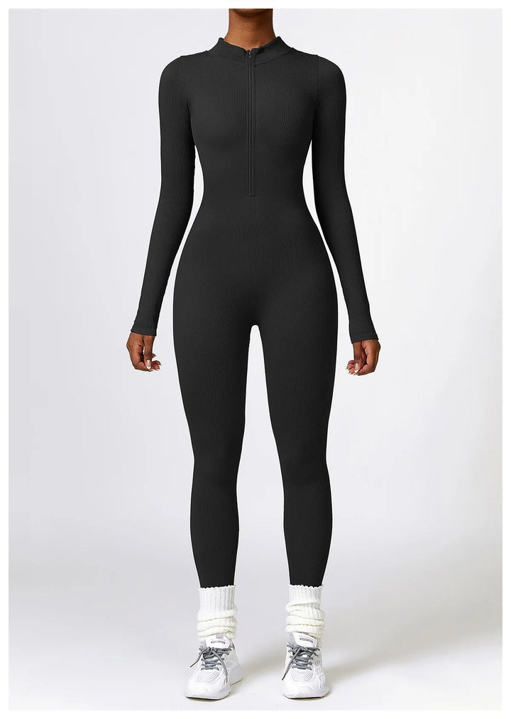 Zip Up Jumpsuit Long Sleeve - Siopie